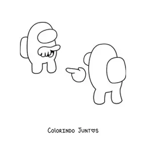 Desenho para colorir de um tripulante acusando um impostor de Among Us