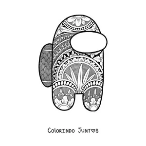 Desenho para colorir de uma mandala de Among Us