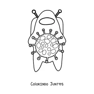 Desenho para colorir de um tripulante de Among Us protegido contra o coronavírus