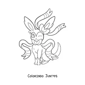 Desenho para colorir do pokémon Sylveon sentado