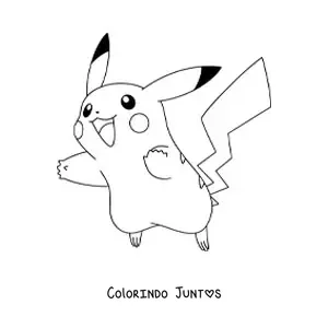 Desenho para colorir do pokémon Pikachu pulando