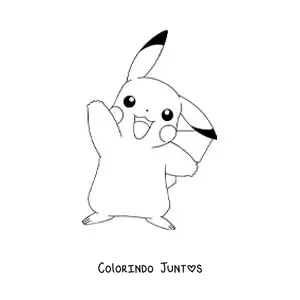 Desenho para colorir do pokémon Pikachu acenando