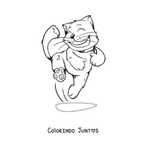 Desenho para colorir de um gato animado pulando
