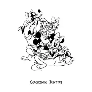 Desenho para colorir do Mickey Mouse junto com seus amigos