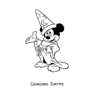 Desenho para colorir do Mickey vestido de feiticeiro