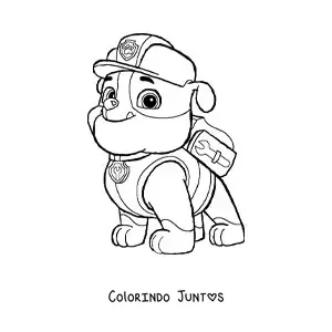 Desenho para colorir do Rubble da Patrulha Canina sentado
