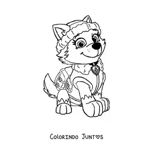 Desenho para colorir da Everest da Patrulha Canina sentada