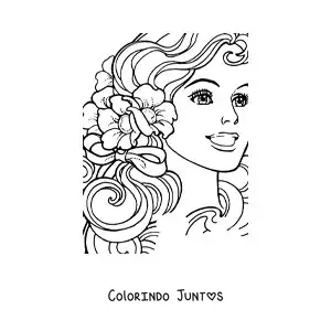 Desenho para colorir do rosto da Barbie