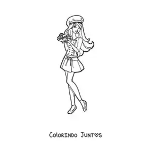 Desenho para colorir da Barbie vestida de chef