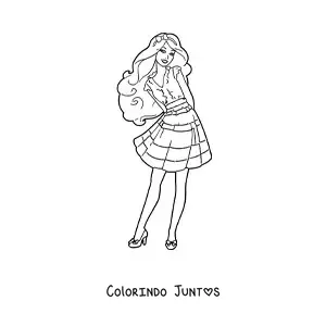 Desenho para colorir da Barbie usando uma saia
