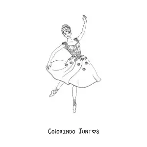Desenho para colorir da Barbie bailarina com um vestido