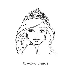 Desenho para colorir do rosto da Barbie com uma coroa de princesa