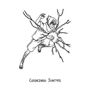 Desenho para colorir do Sasuke fazendo o Chidori