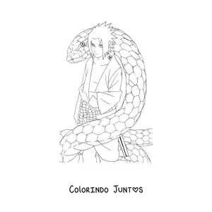 Desenho para colorir do Sasuke com sua serpente