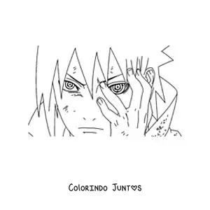 Desenho para colorir do rosto do Sasuke com o Rinnegan