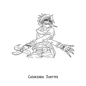 Desenho para colorir do Sasuke com armas