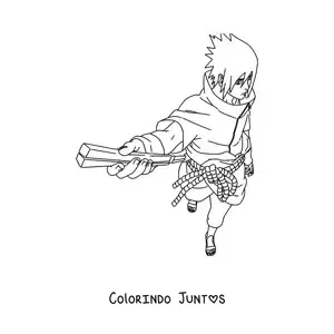 Desenho para colorir do Sasuke Uchiha visto de cima
