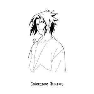 Desenho para colorir do Sasuke sério
