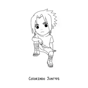 Desenho para colorir do Sasuke chibi