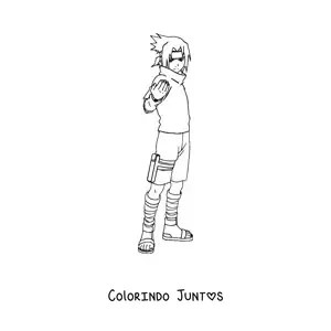 Desenho para colorir do Sasuke de corpo inteiro