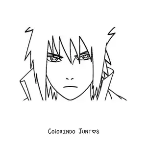 Desenho para colorir do rosto do Sasuke com o Rinnegan