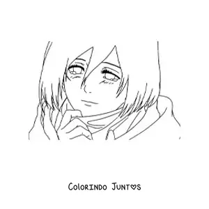 Desenho para colorir do rosto da Mikasa de Attack On Titan