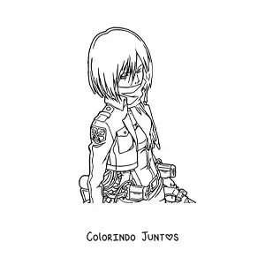 Desenho para colorir da Mikasa de Attack On Titan