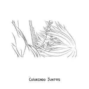 Desenho para colorir da Mikasa de Attack On Titan derrotando um titã