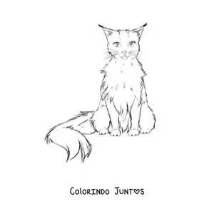 Desenho para colorir de um gato realista sentado