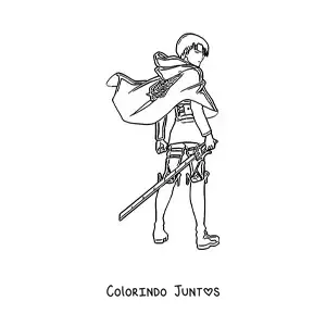 Desenho para colorir do Levi de Attack On Titan de costas