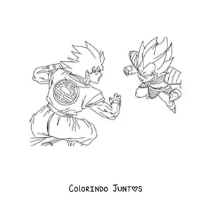 Desenho para colorir do Goku enfrentando o Vegeta de Dragon Ball
