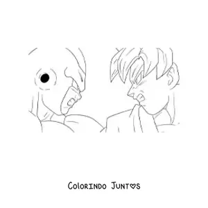 Desenho para colorir do Goku enfrentando o Freeza de Dragon Ball