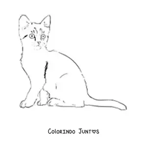 Desenho para colorir de um gato realista sentado