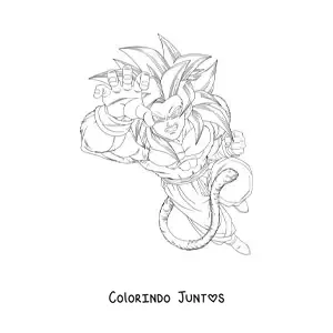 Desenho para colorir do Goku na fase 4 de Dragon Ball