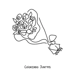Desenho para colorir de um buquê de rosas minimalista