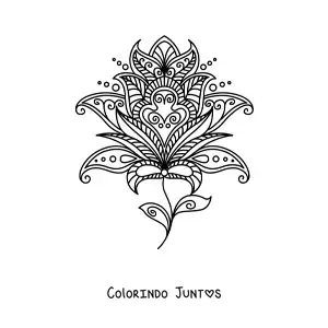 Desenho para colorir de uma mandala de rosa