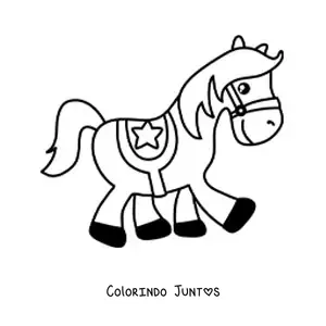Desenho para colorir de um cavalo kawaii selado com desenho de estrela