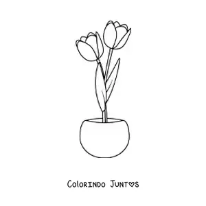 Desenho para colorir de duas tulipas em um vaso