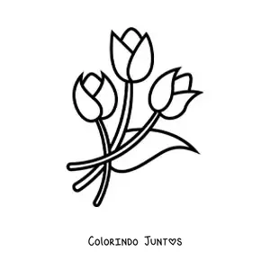 Desenho para colorir de três tulipas simples