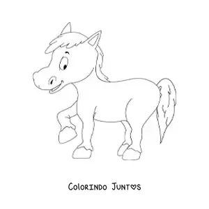 Desenho para colorir de um cavalo animado levantando uma pata