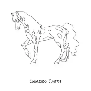 Desenho para colorir de um cavalo com manchas levantando uma pata