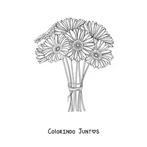 Desenho para colorir de um buquê de margaridas