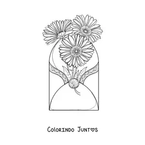 Desenho para colorir de um envelope com margaridas