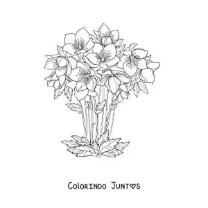 Desenho para colorir de um buquê de lírios lindos em um vaso