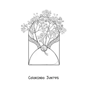 Desenho para colorir de um envelope com cravos