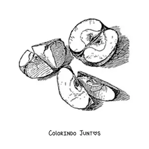 Desenho para colorir de vários pedaços de maçã