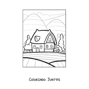 Desenho para colorir de uma casa de campo
