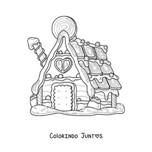 Desenho para colorir de uma casa de gengibre