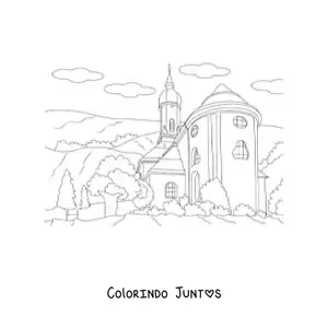 Desenho para colorir de uma casa vitoriana