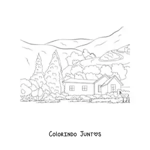Desenho para colorir de uma casa campestre